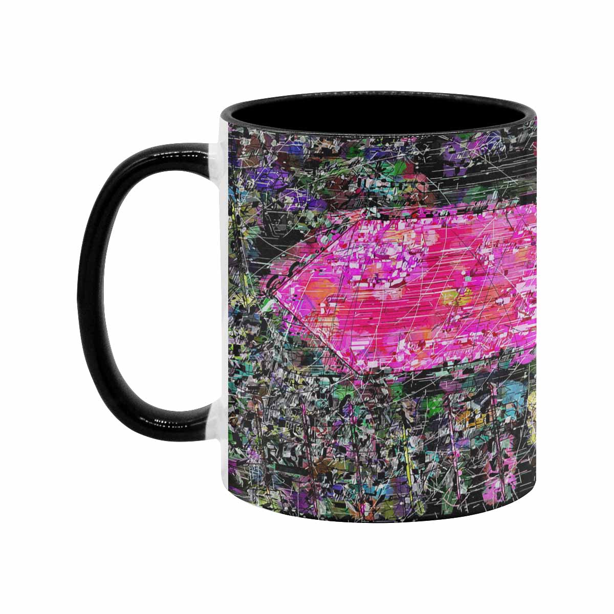 Coffee Mug, tea cup, black core, abstract, design 134