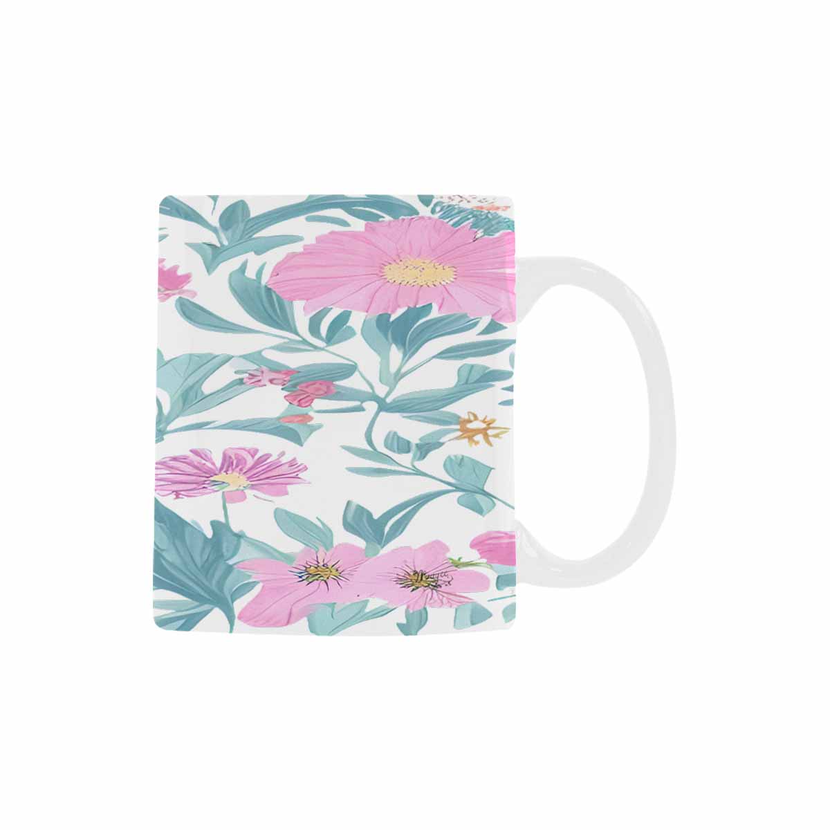 USA made Quality Mug, coffee mug, tea cup, Bright florals, Set 2, design 33