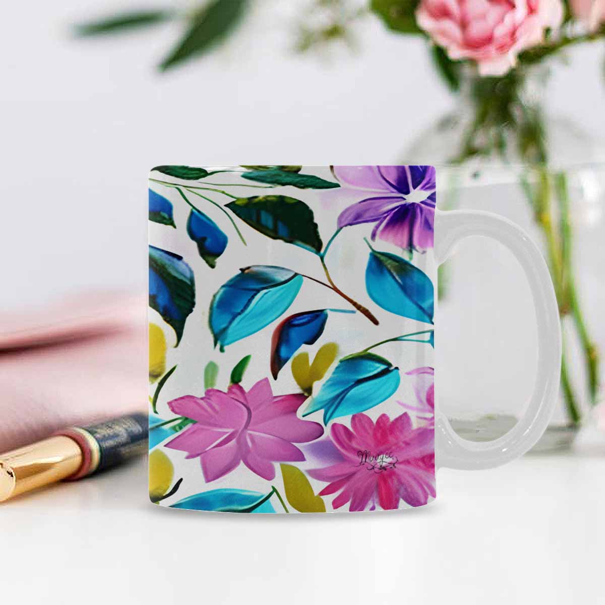 Quality Mug, coffee mug, tea cup, Bright florals, Set 1, Design 35