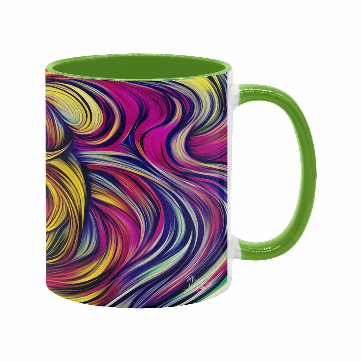 Coffee mug, tea cup, multicolor mug, caucasian type face, design 27