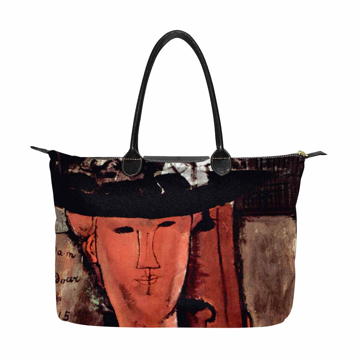 Classic handbag, Modigliani design, choice of 2 colors, Lady With Hat