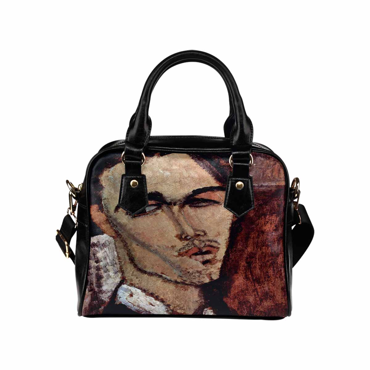 Shoulder PU Leather handbag, Modigliani design, choice of 2 colors, Portrait of Celso Laga