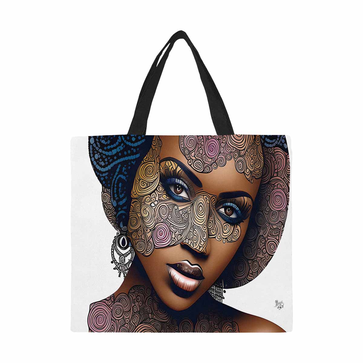 Canvas tote bag, Large, Black Faces, Set 1, design 15