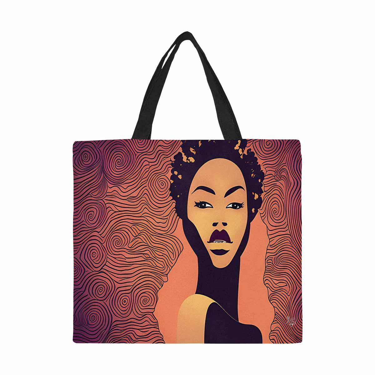 Canvas tote bag, Large, Black Faces, Set 1, design 49