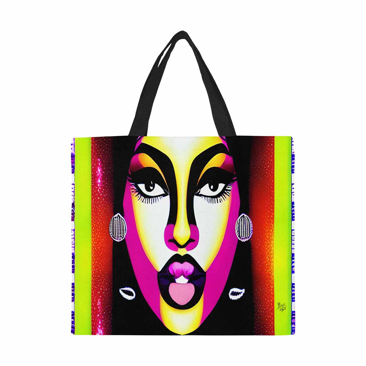 Canvas tote bag, Large, Black Faces, Set 1, design 1