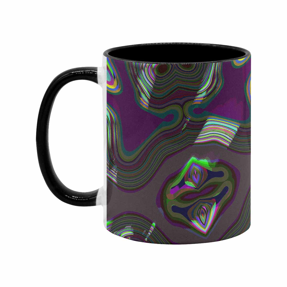 Coffee Mug, tea cup, black core, abstract, design 57