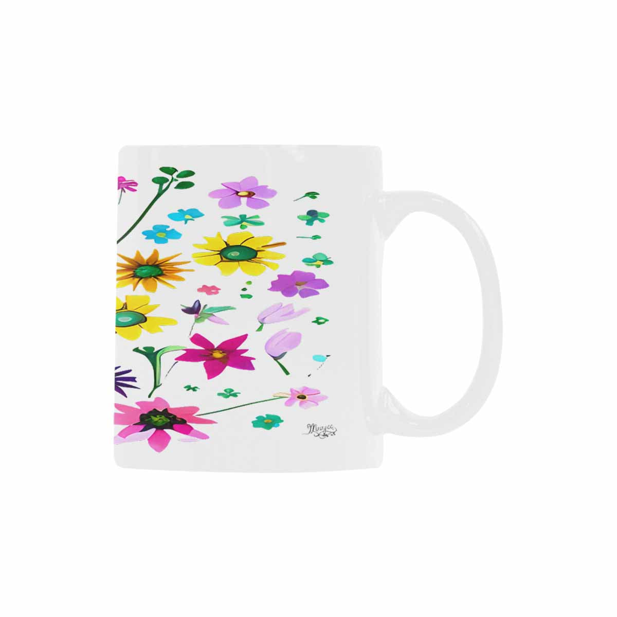 USA made Quality Mug, coffee mug, tea cup, Bright florals, Set 2, design 86