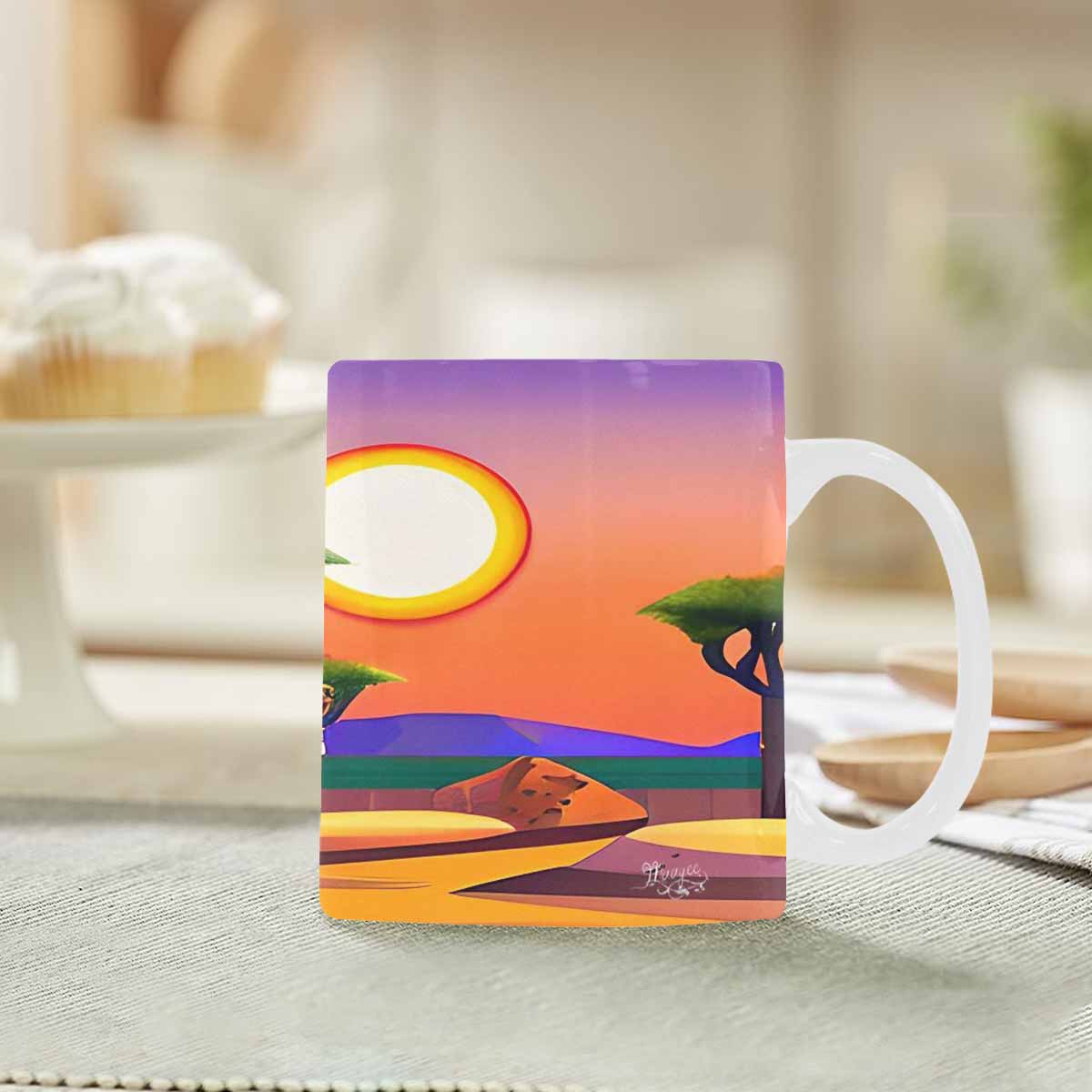 Coffee Mug, tea cup, desert scene, design 33