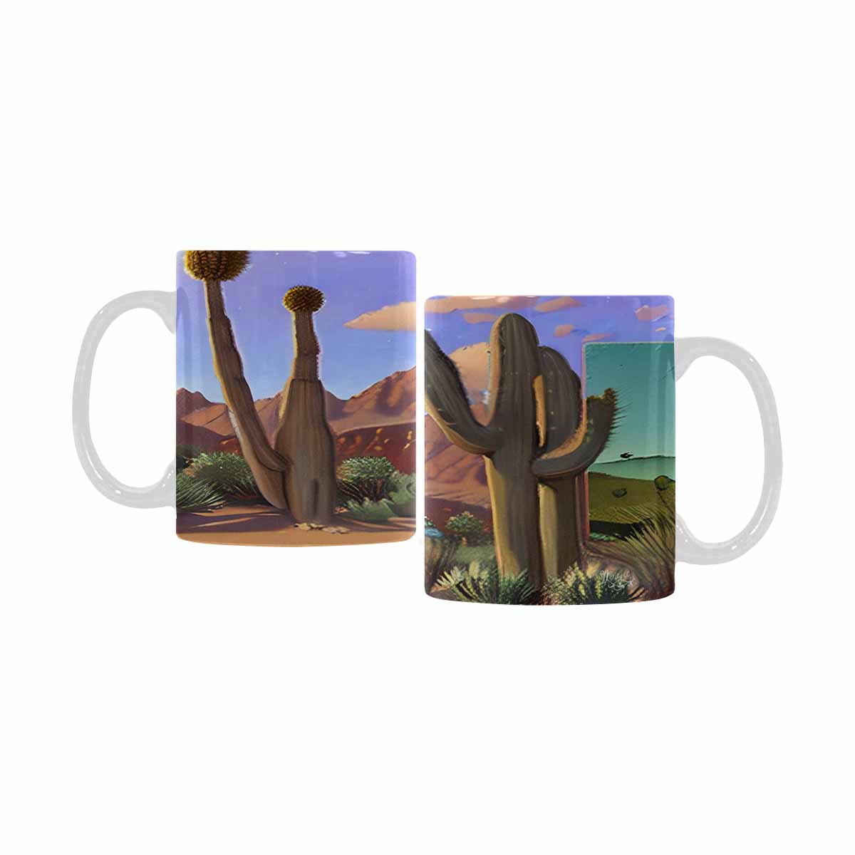 Coffee Mug, tea cup, desert scene, design 25