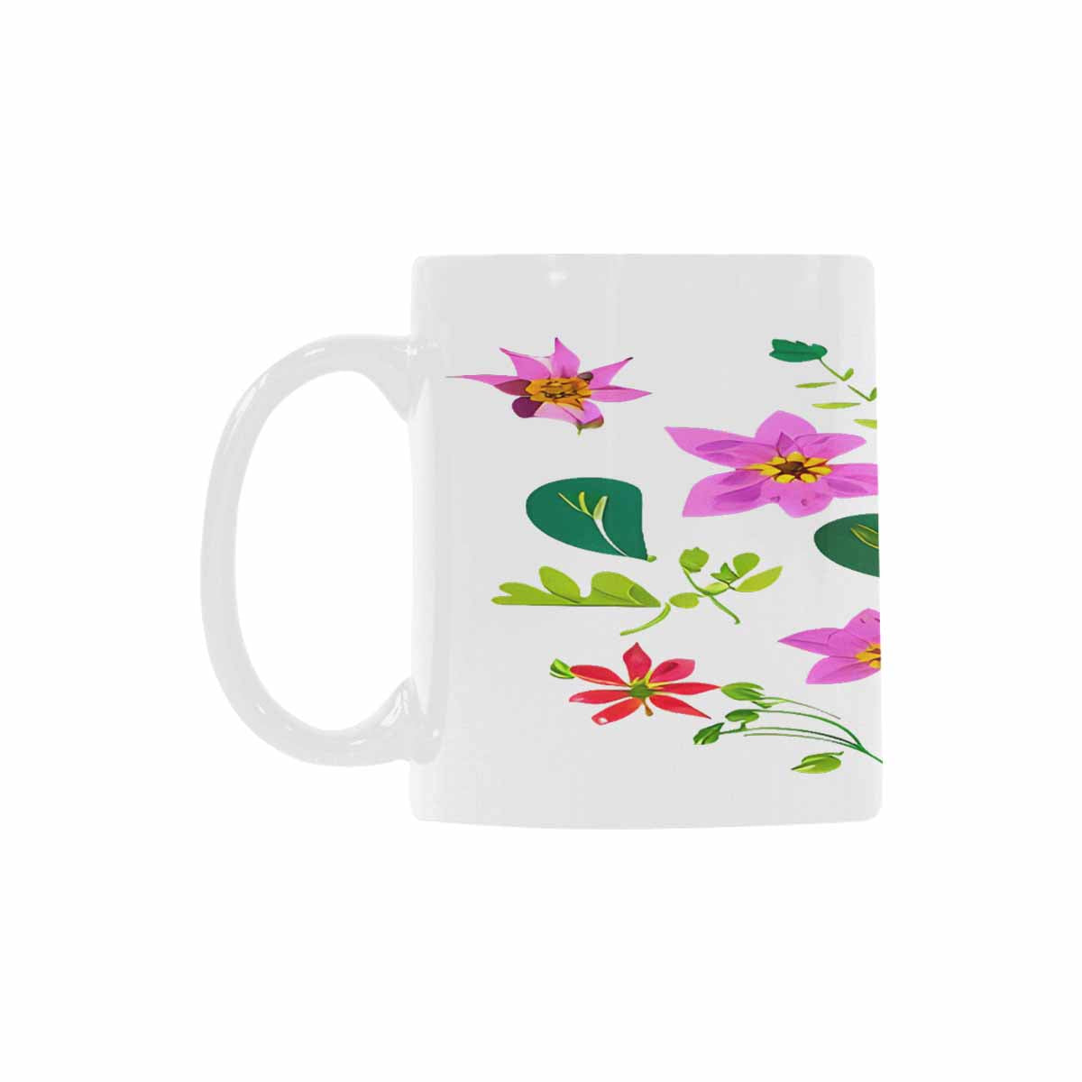 USA made Quality Mug, coffee mug, tea cup, Bright florals, Set 2, design 89