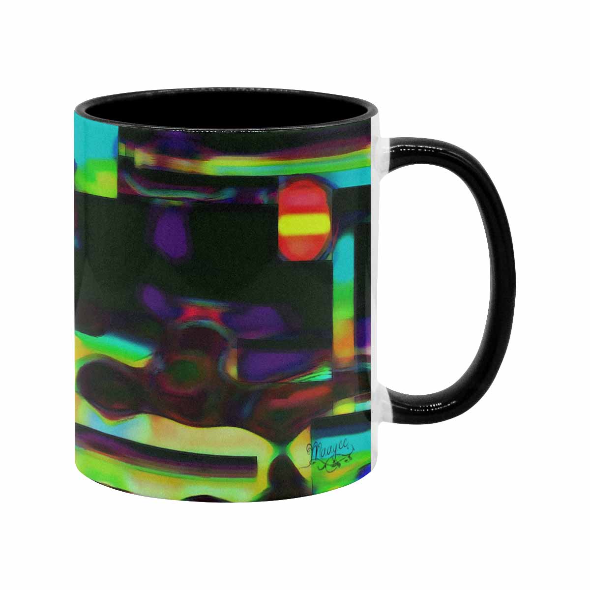 Coffee Mug, tea cup, black core, abstract, design 37