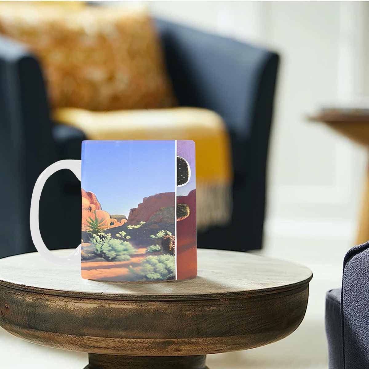 Coffee Mug, tea cup, desert scene, design 27