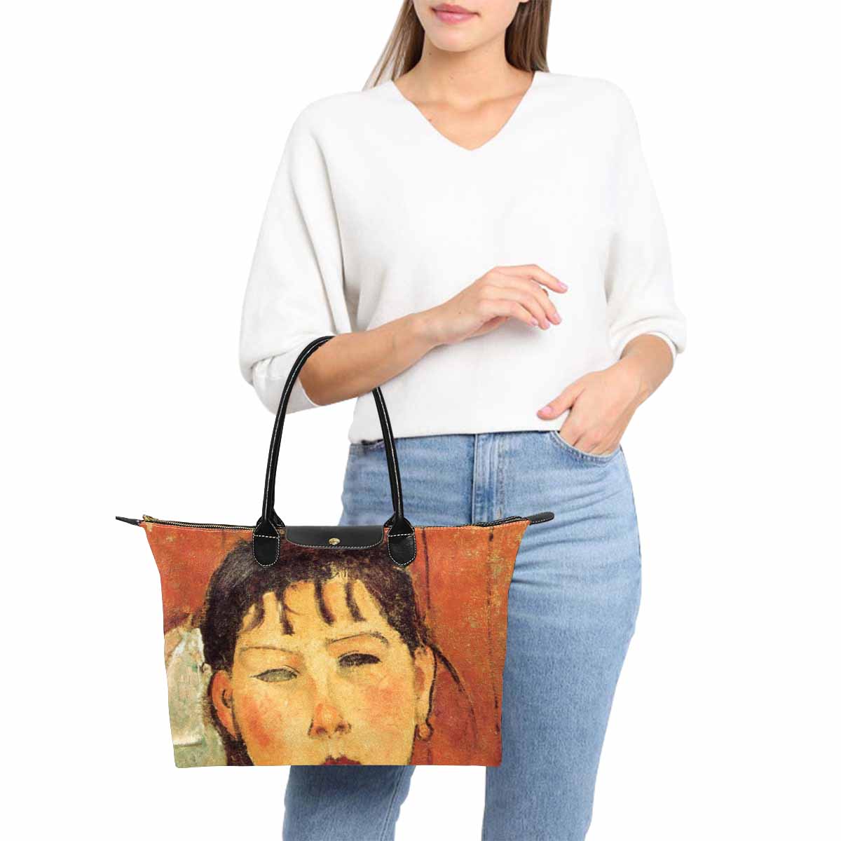 Classic handbag, Modigliani design, choice of 2 colors, Marie