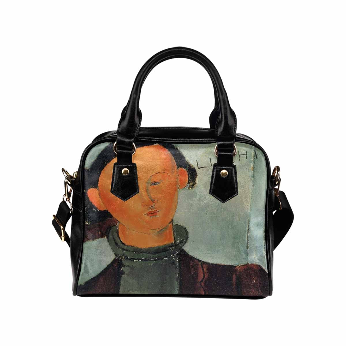 Shoulder PU Leather handbag, Modigliani design, choice of 2 colors, Jacques Lipchitz and his woman