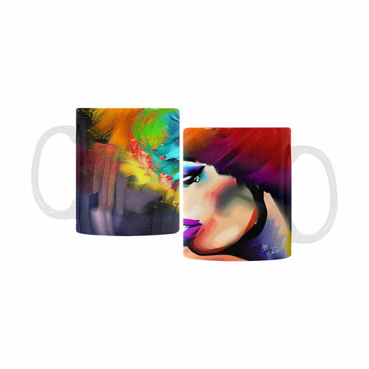 USA, Color Coffee Mug, tea cup, caucasian Face, design 26