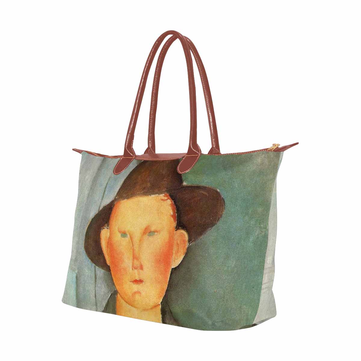 Classic handbag, Modigliani design, choice of 2 colors, Peasant boy version 1 & 2