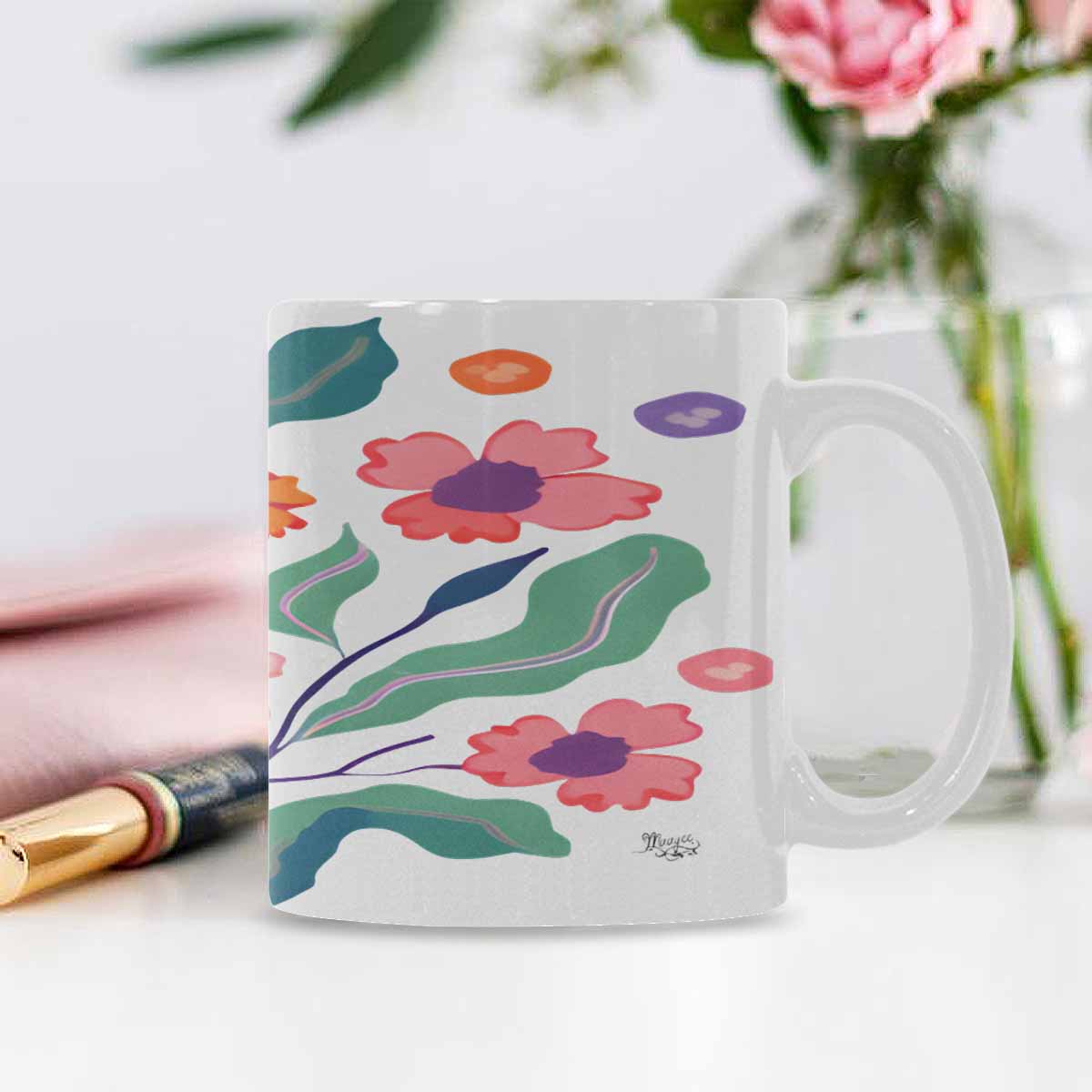 Quality Mug, coffee mug, tea cup, Bright florals, Set 2, design 48