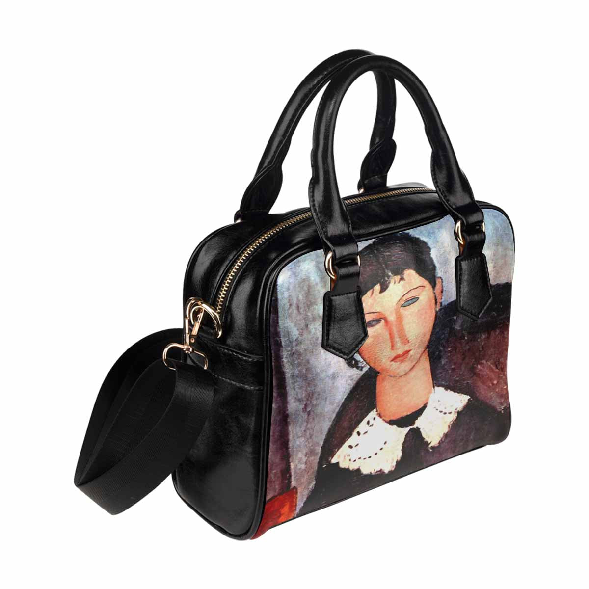 Shoulder PU Leather handbag, Modigliani design, choice of 2 colors, Elvira