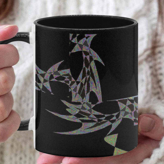 Coffee Mug, tea cup, black core, abstract, design 43