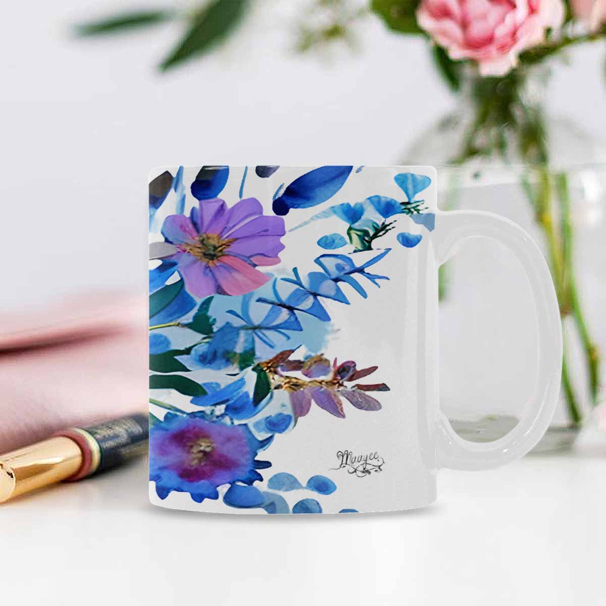 USA made Quality Mug, coffee mug, tea cup, Bright florals, Set 1A, Design 20