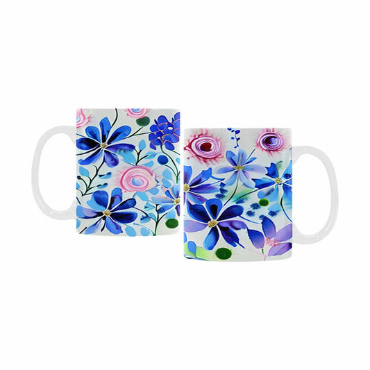 USA made Quality Mug, coffee mug, tea cup, Bright florals, Set 1, Design 8