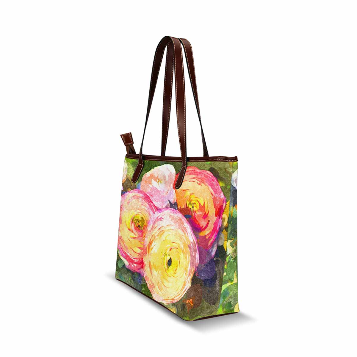 Classic Fabric handbag, watercolor floral, design 212