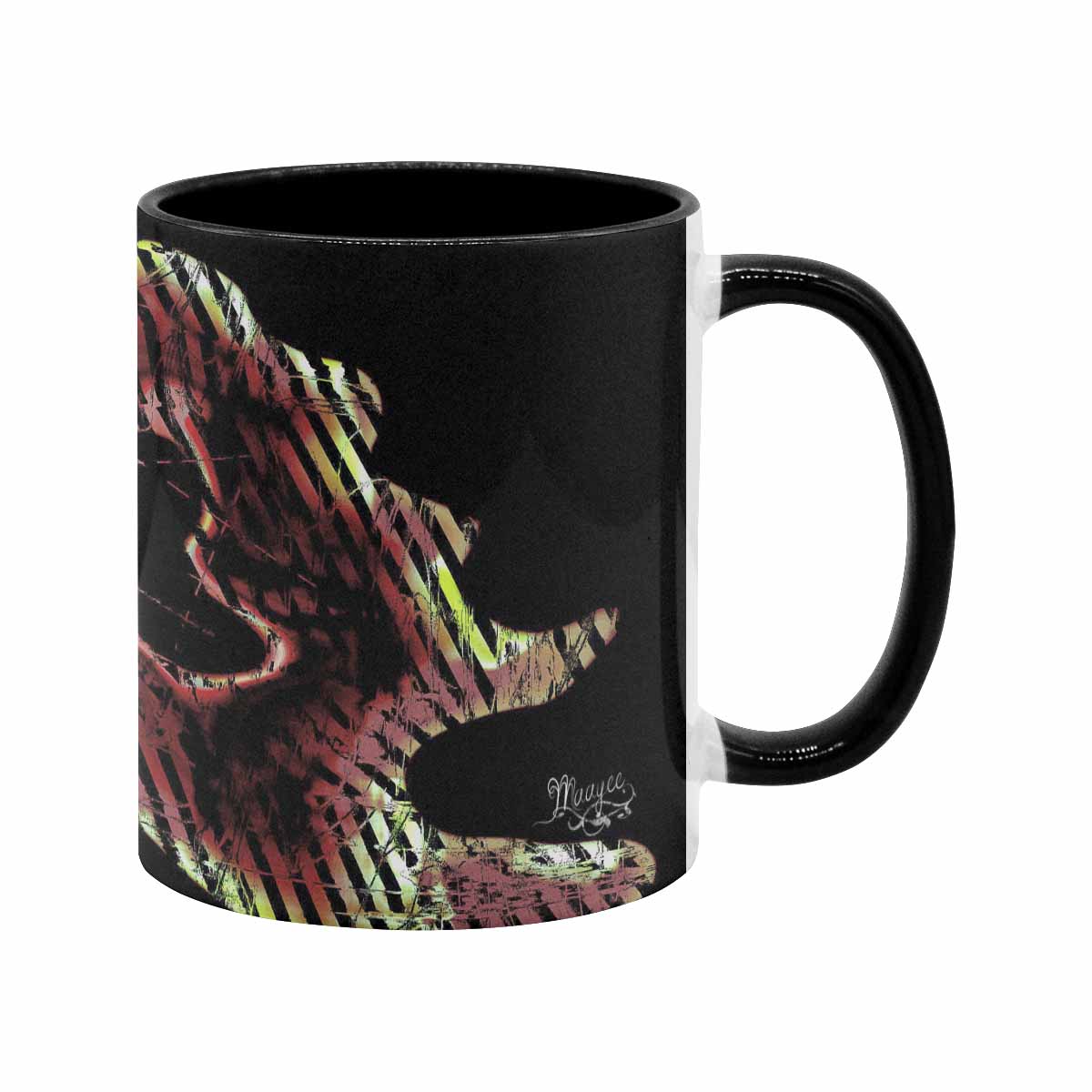 Coffee Mug, tea cup, black core, abstract, design 116