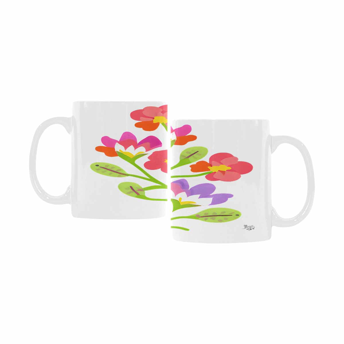 USA made Quality Mug, coffee mug, tea cup, Bright florals, Set 2, design 64