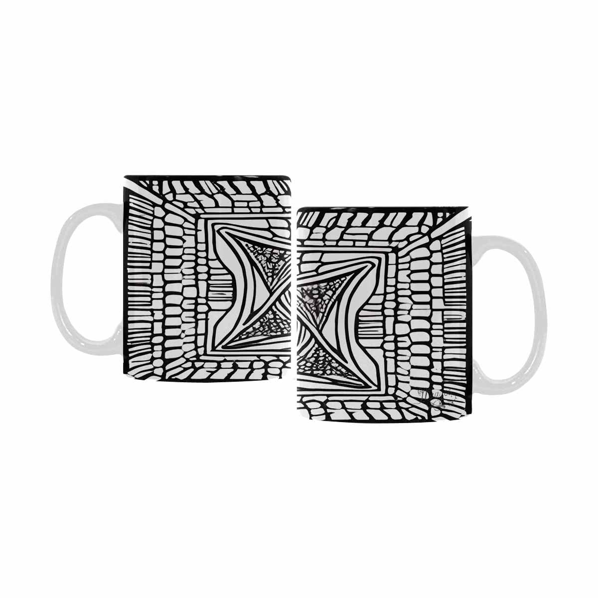 Quality Mug, coffee mug, tea cup, B & W Abstract, Set 1, design 45