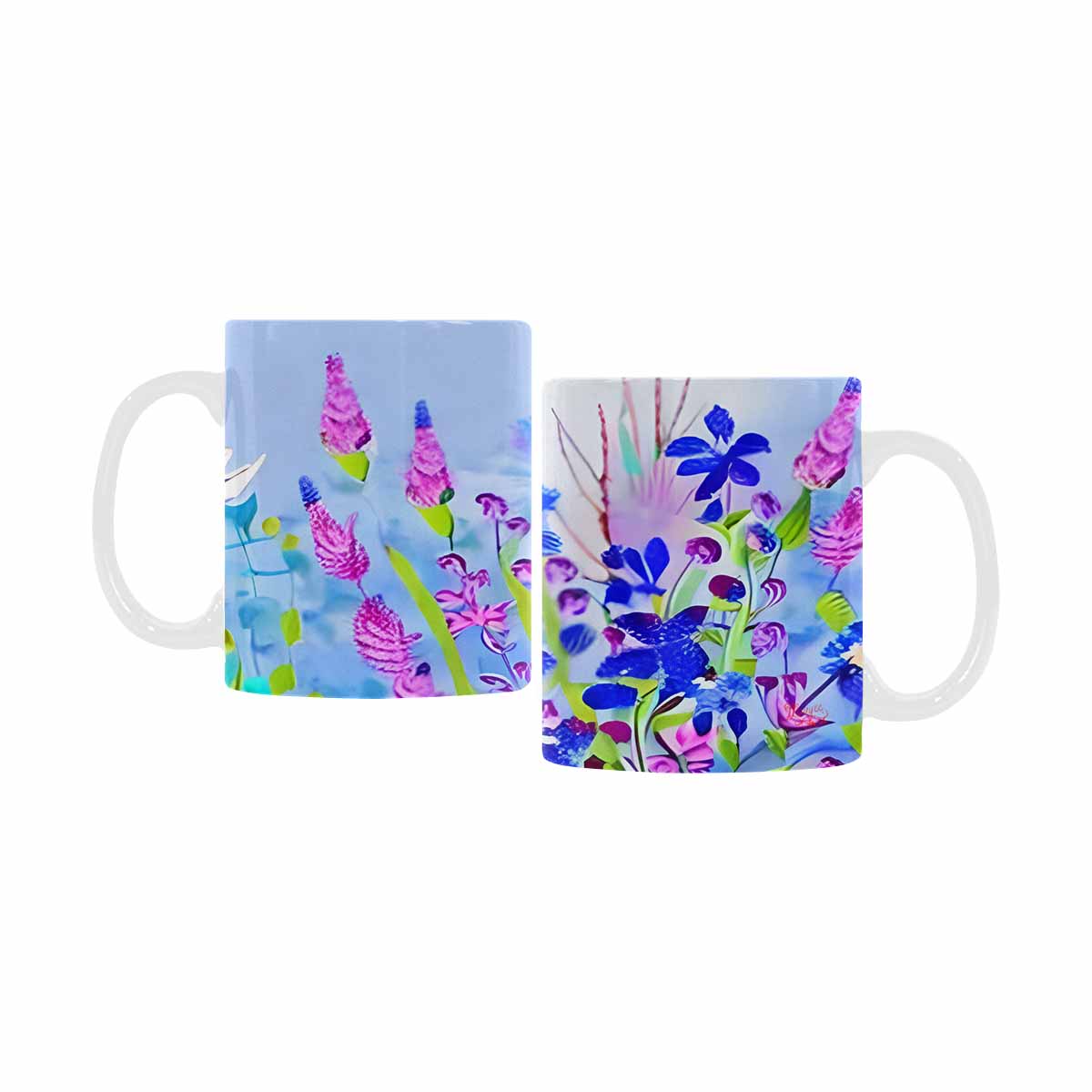 USA made Quality Mug, coffee mug, tea cup, Bright florals, Set 1, Design 9