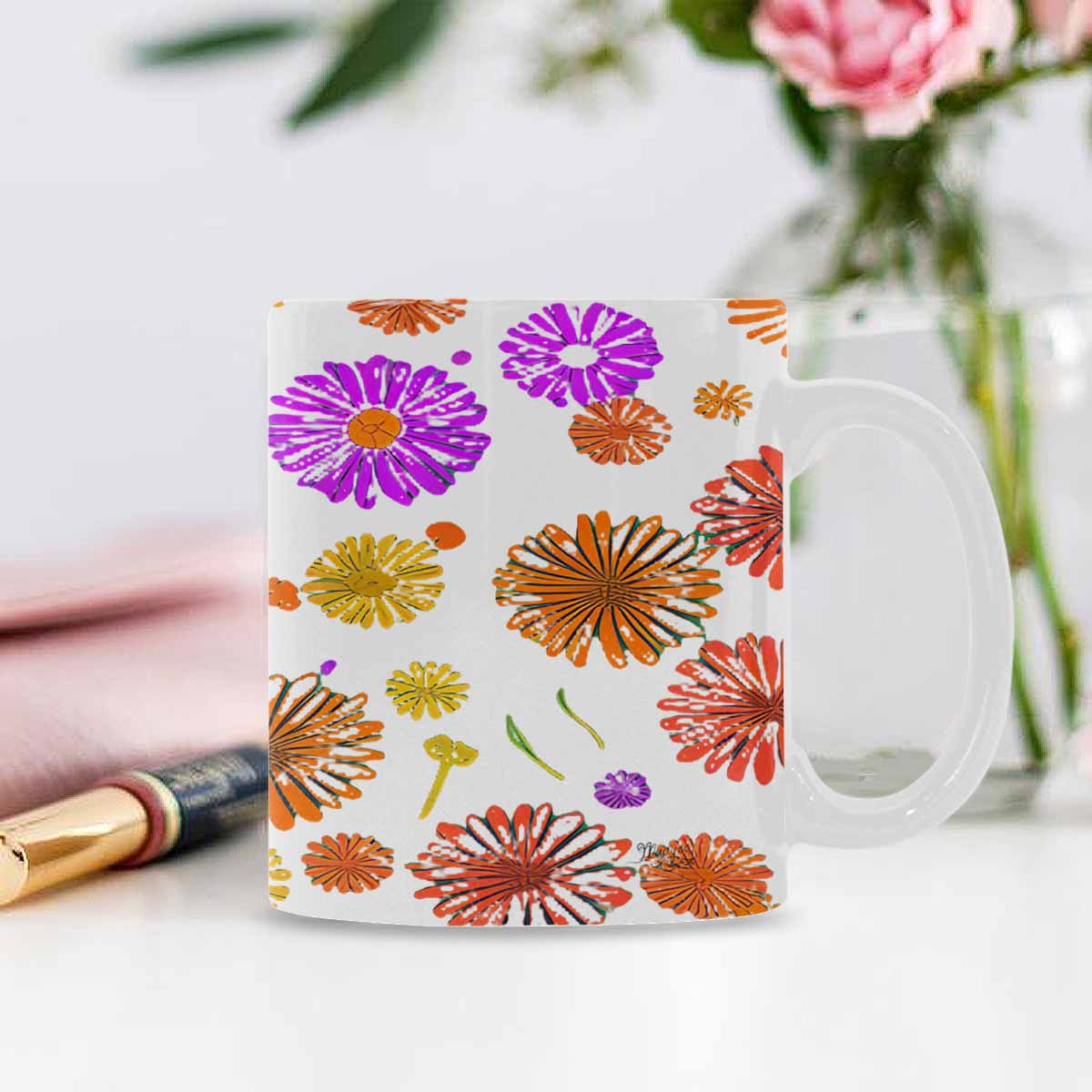 USA made, Quality Mug, coffee mug, tea cup, Set 1A, Mixed Floral design 51