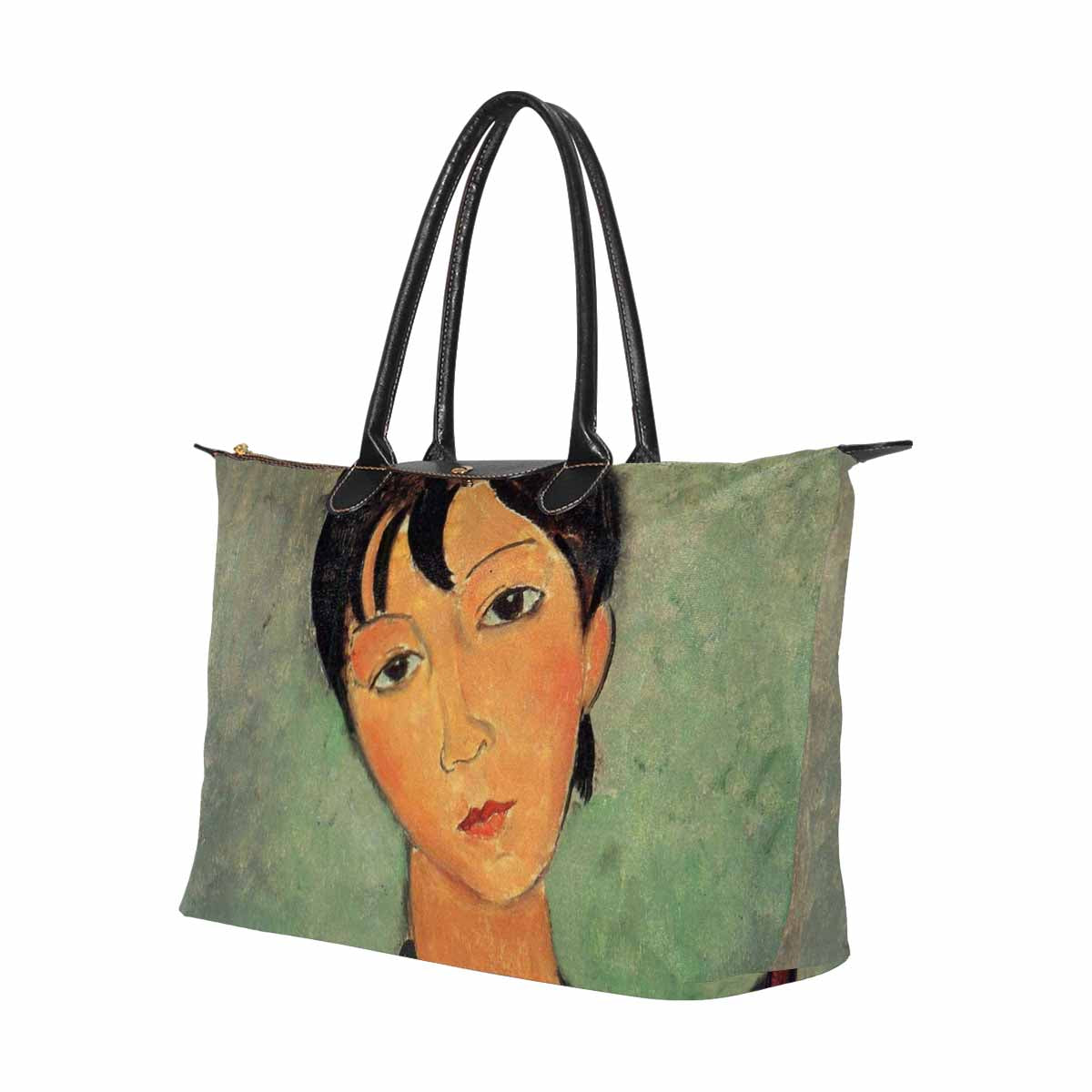 Classic handbag, Modigliani design, choice of 2 colors, Girl with a black robe