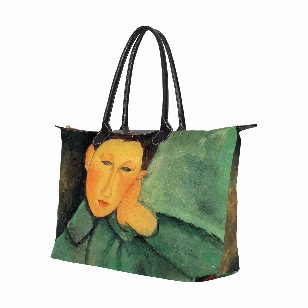 Classic handbag, Modigliani design, choice of 2 colors, Boy in a blue jacket version 1 & 2