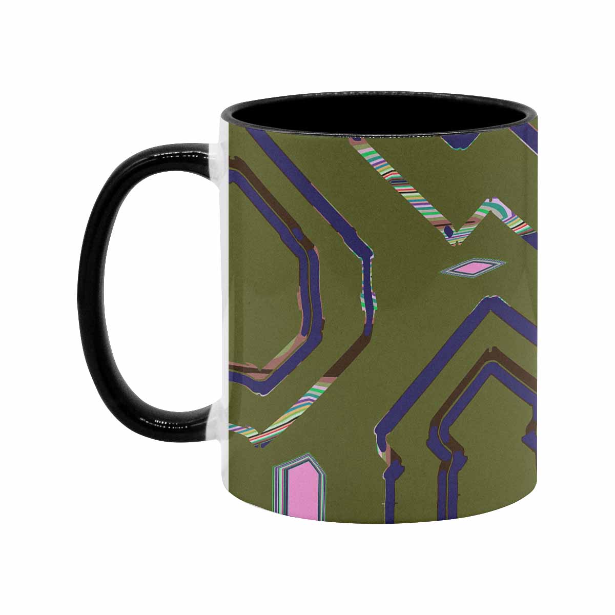 Coffee Mug, tea cup, black core, abstract, design 69