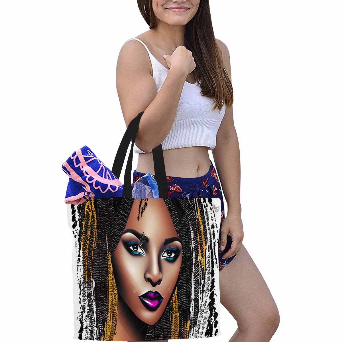 Canvas tote bag, Large, Black Faces, Set 1, design 8