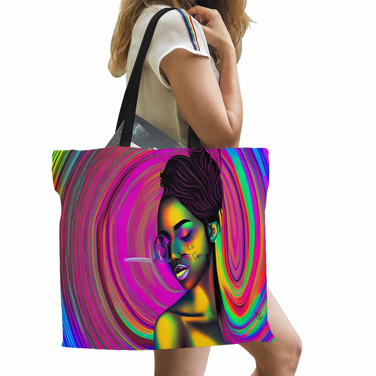 Canvas tote bag, Large, Black Faces, Set 1, design 66