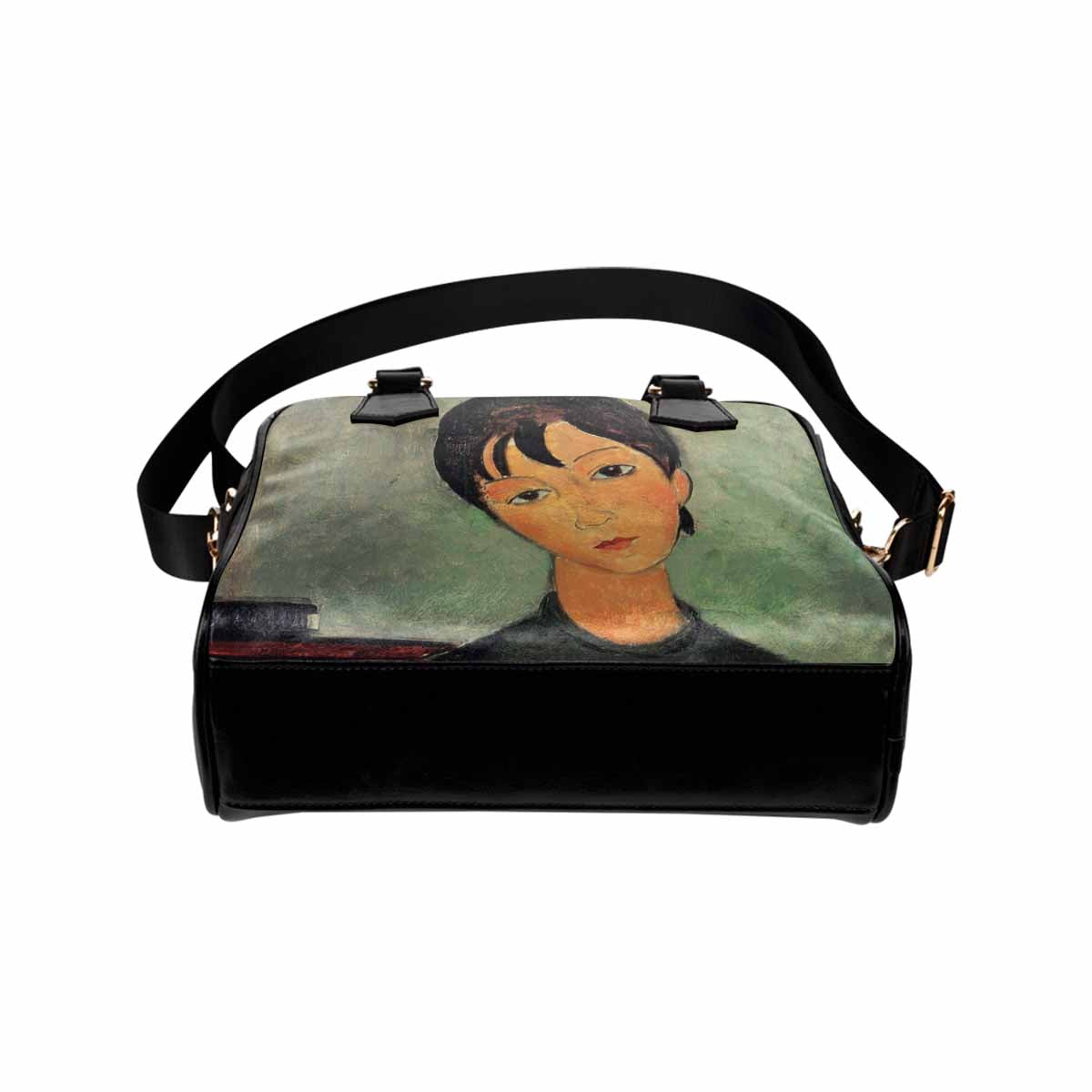 Shoulder PU Leather handbag, Modigliani design, choice of 2 colors, Girl with a black robe