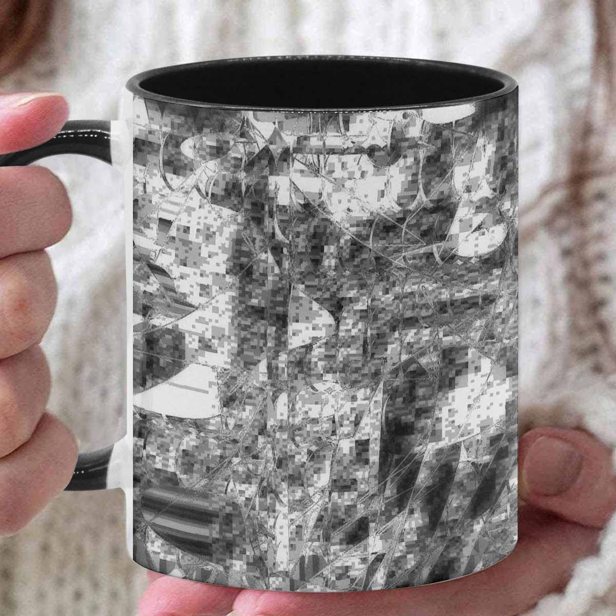 Coffee Mug, tea cup, black core, abstract, design 6