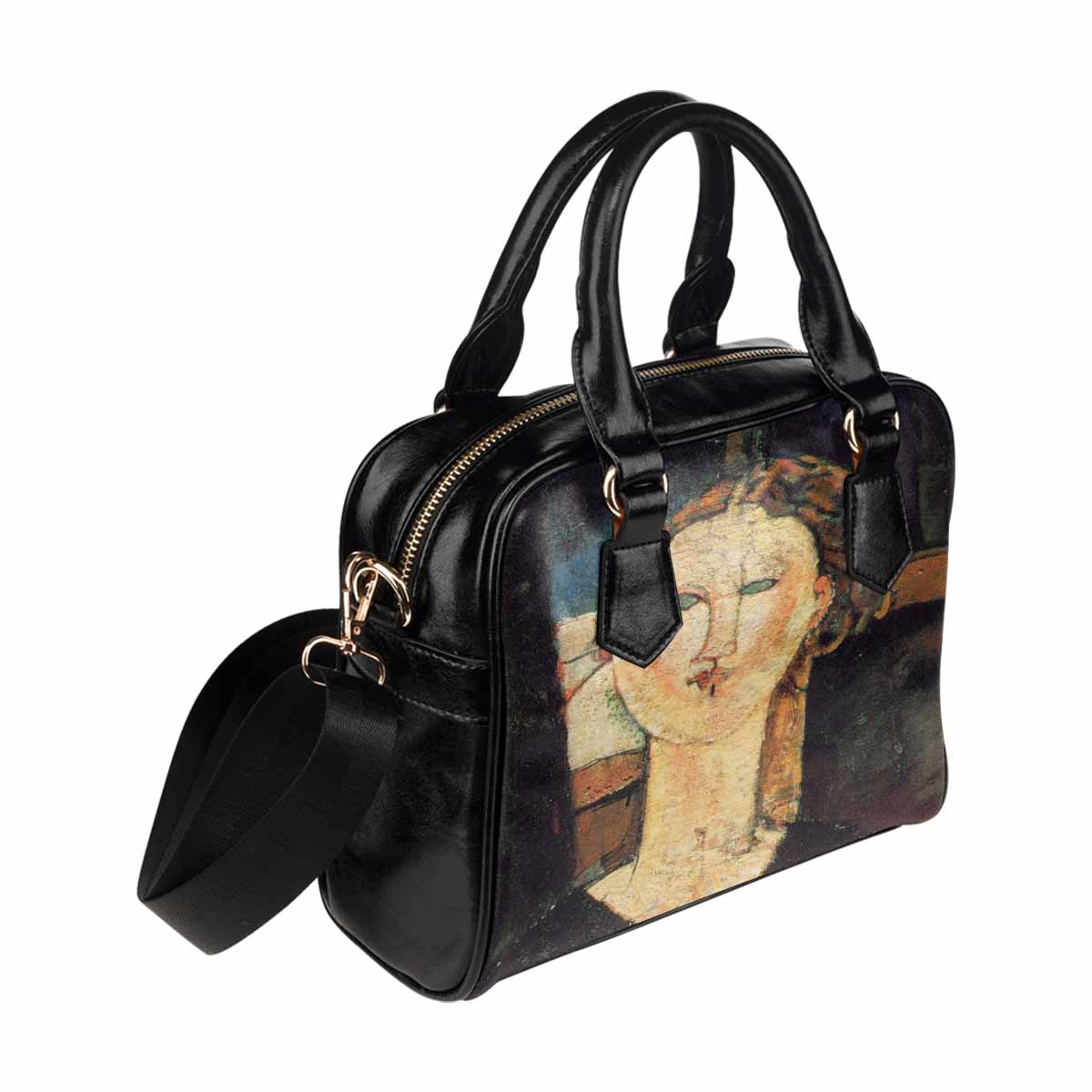 Shoulder PU Leather handbag, Modigliani design, choice of 2 colors, Antonia