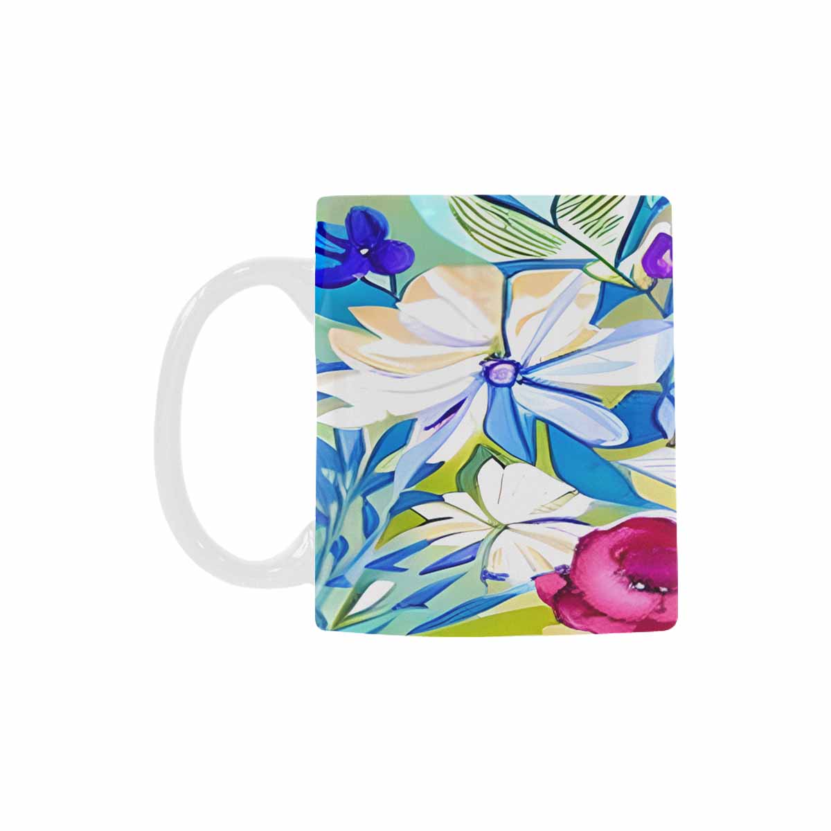 USA made Quality Mug, coffee mug, tea cup, Bright florals, Set 1, Design 7