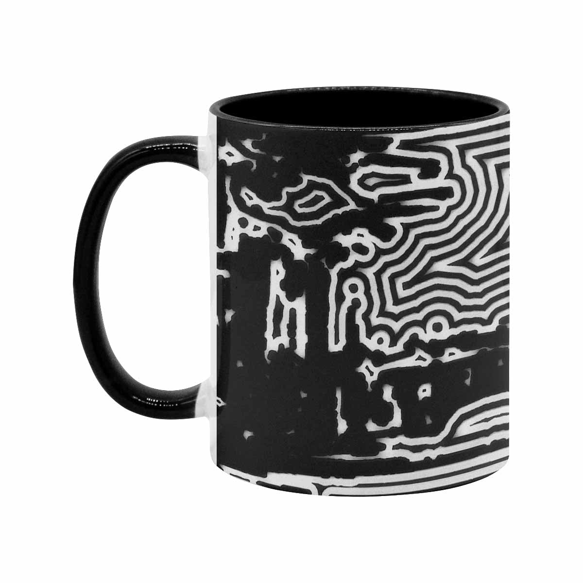 Coffee Mug, tea cup, black core, abstract, design 36