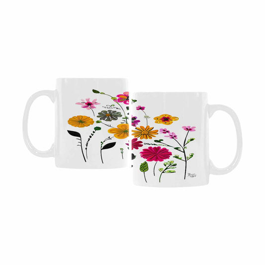 USA made Quality Mug, coffee mug, tea cup, Bright florals, Set 2, design 77