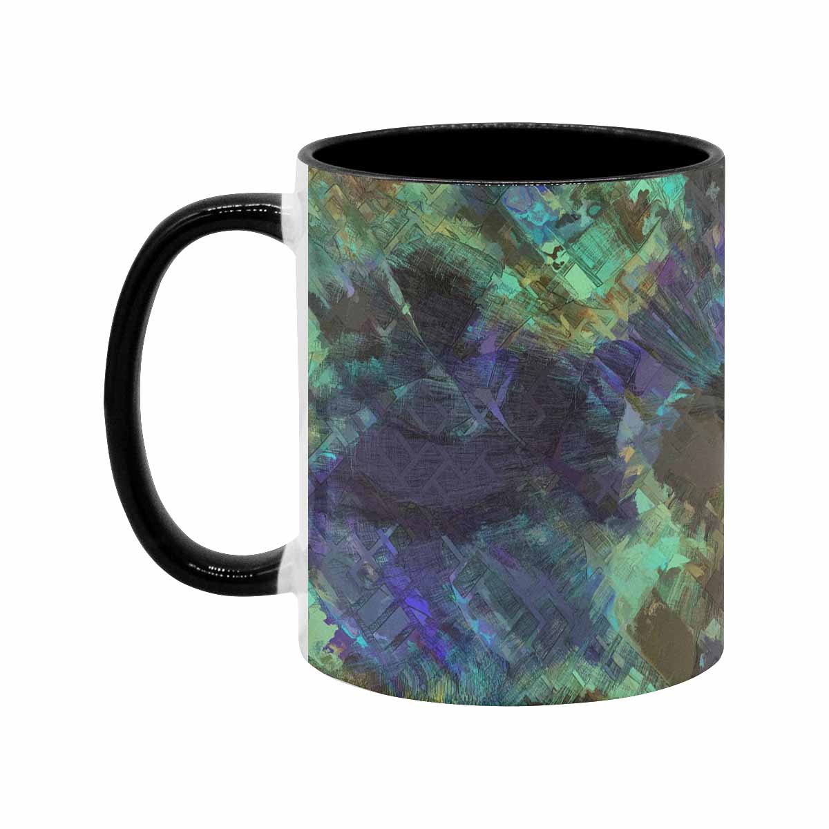 Coffee Mug, tea cup, black core, abstract, design 143