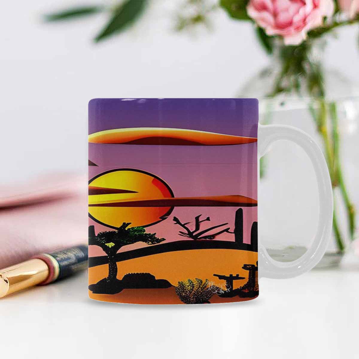 Coffee Mug, tea cup, desert scene, design 55