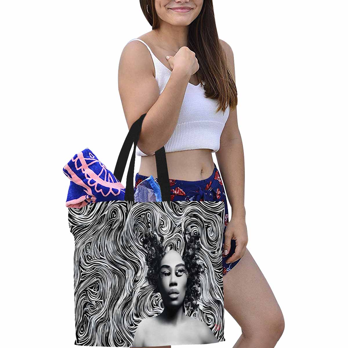 Canvas tote bag, Large, Black Faces, Set 1, design 70