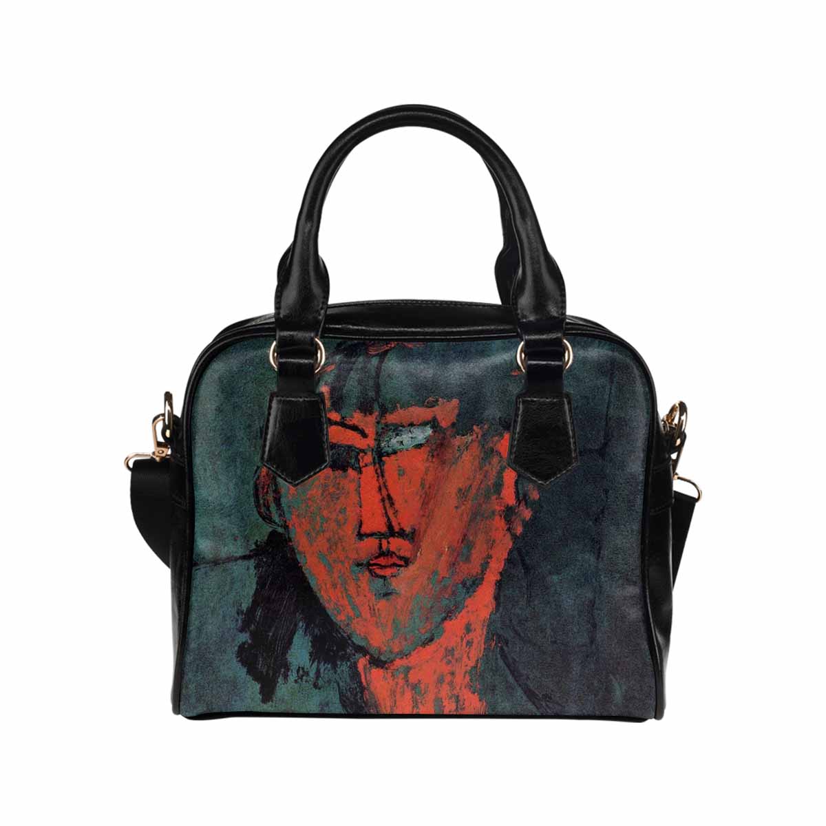 Shoulder PU Leather handbag, Modigliani design, choice of 2 colors, Head