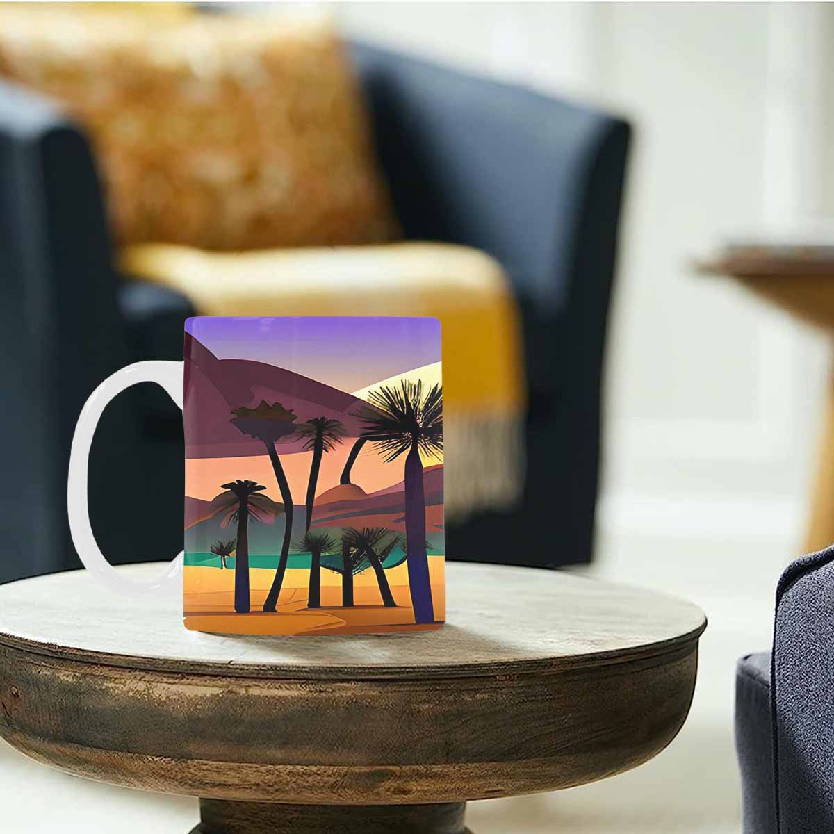 Coffee Mug, tea cup, desert scene, design 68