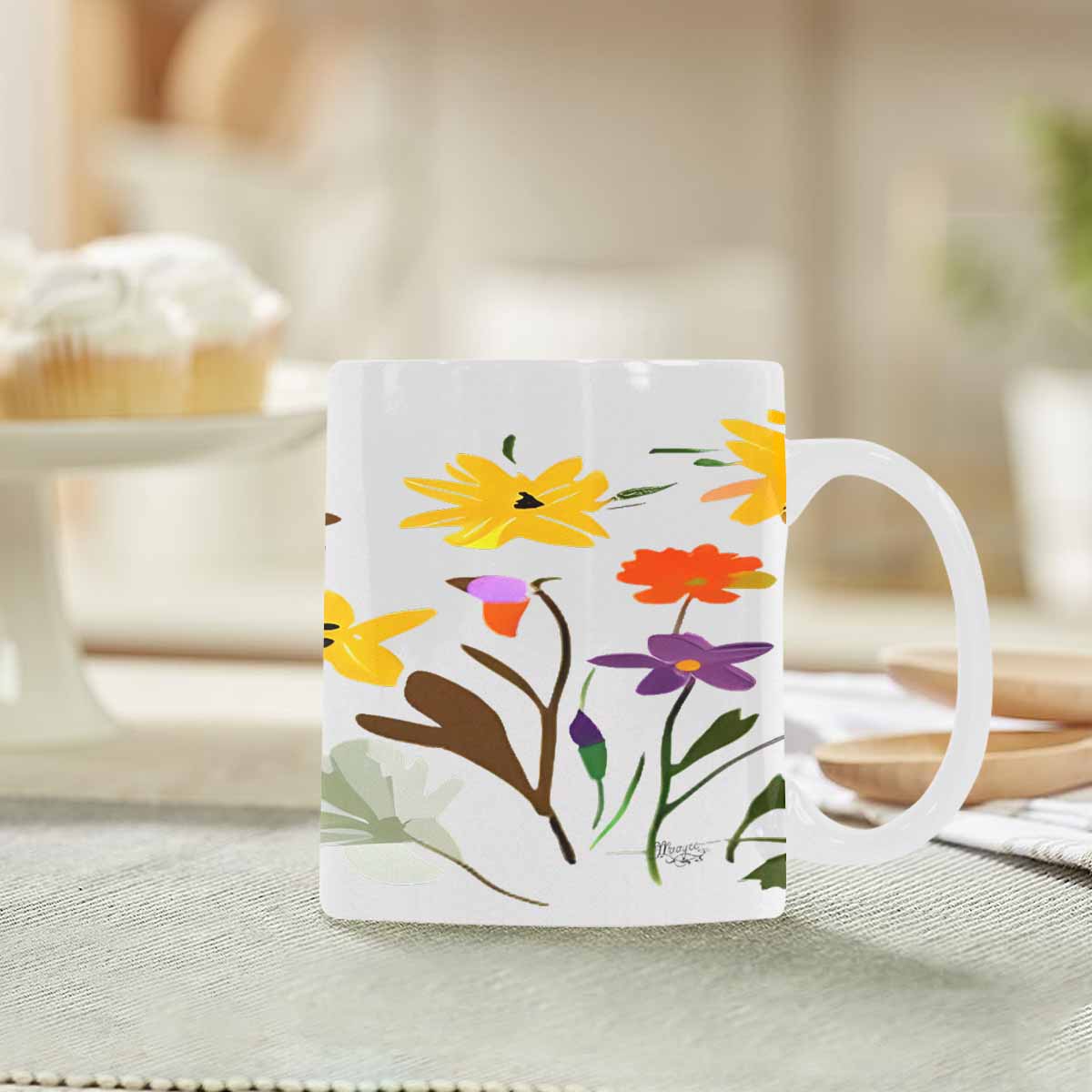 Quality Mug, coffee mug, tea cup, Bright florals, Set 2, design 90