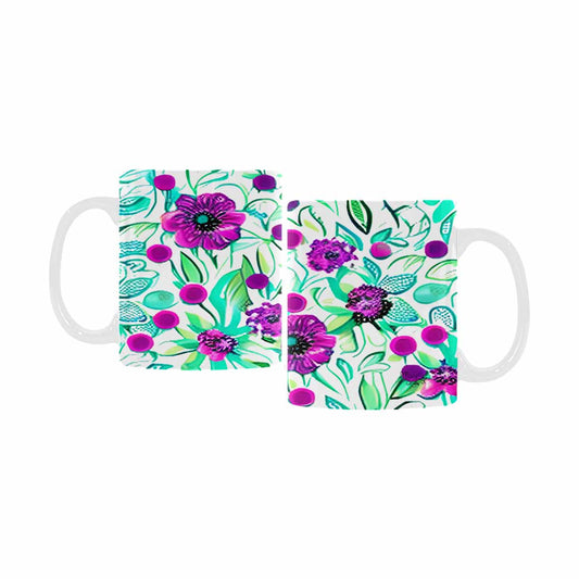 USA made Quality Mug, coffee mug, tea cup, Bright florals, Set 1A, Design 133