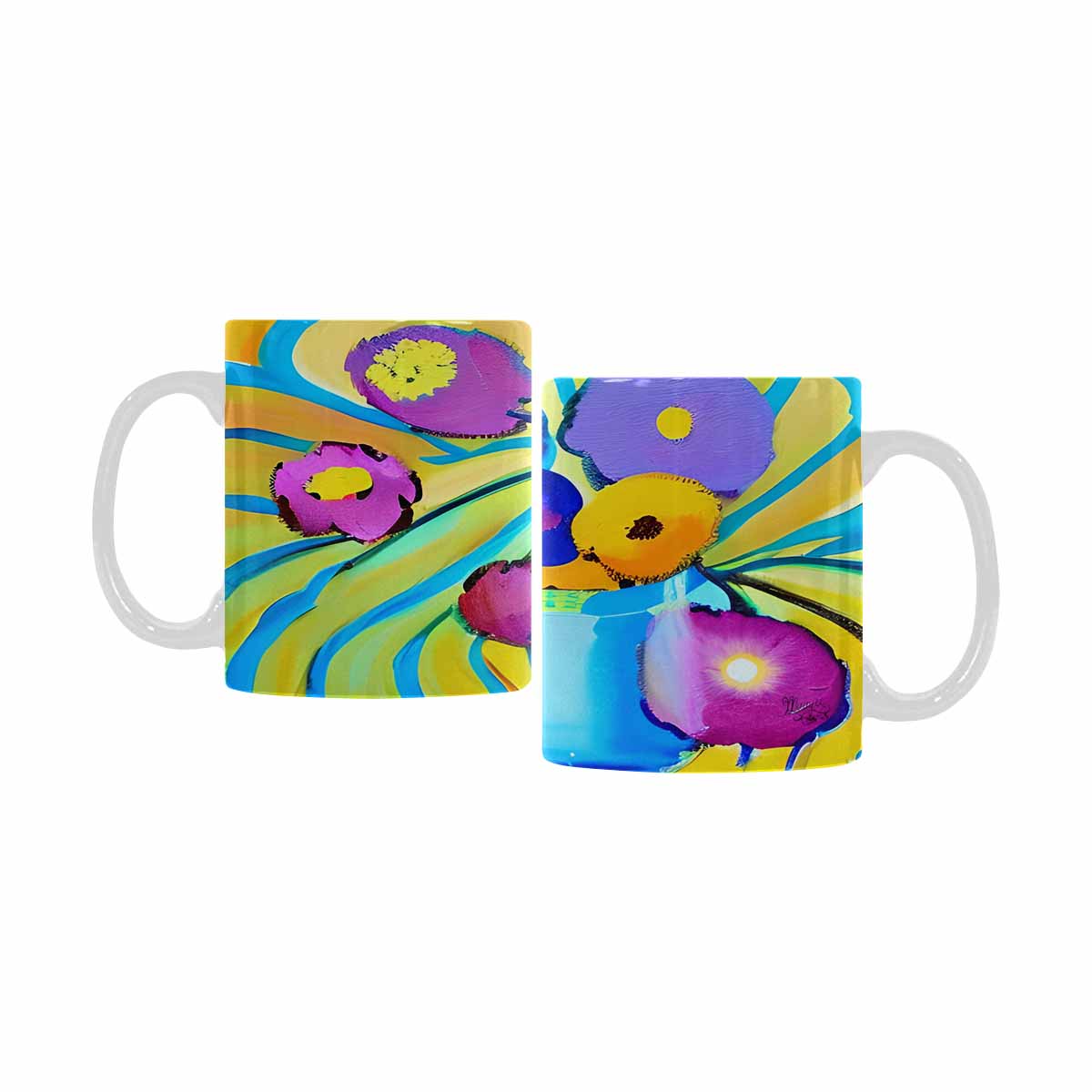 Quality Mug, coffee mug, tea cup, Bright florals, Set 1, Design 70